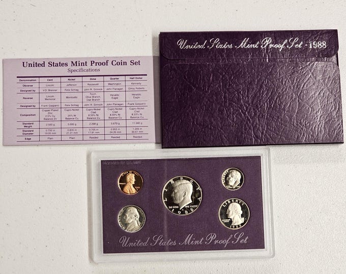 1988 S Proof Set 5 coins Included Original Mint Packaging