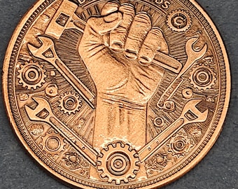 1 Oz Antiqued “Clean Money, Dirty Hands.” .999 1oz Copper Art Round