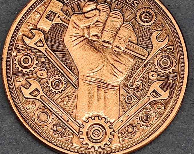 1 Oz Antiqued “Clean Money, Dirty Hands.” .999 1oz Copper Art Round