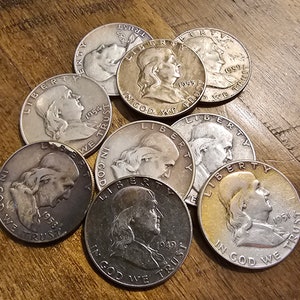 Silver Bullion Benjamin Franklin Half Dollar Random date 1948-1963