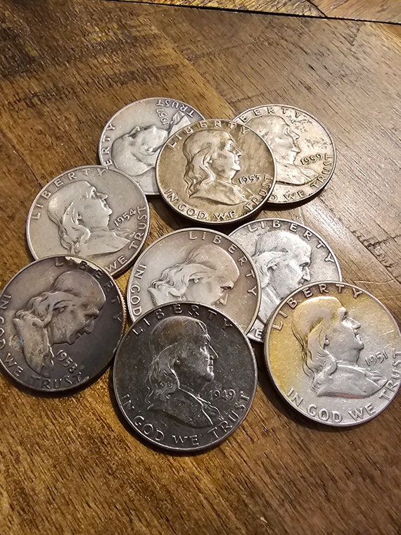 Silver Bullion Benjamin Franklin Half Dollar Random date 1948-1963
