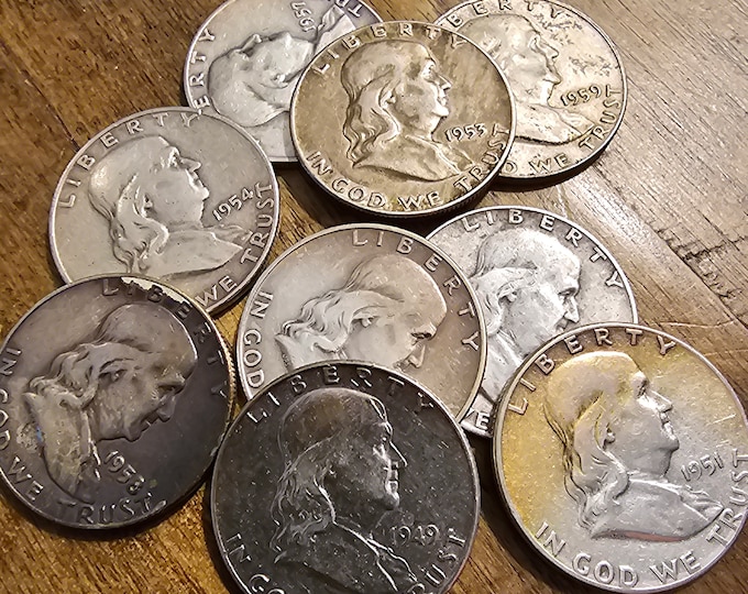 Silver Bullion Benjamin Franklin Half Dollar Random date 1948-1963