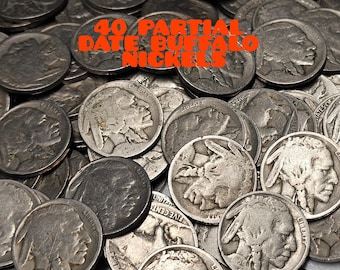 40 Buffalo Nickels Partial Dates Random Bargain Mix