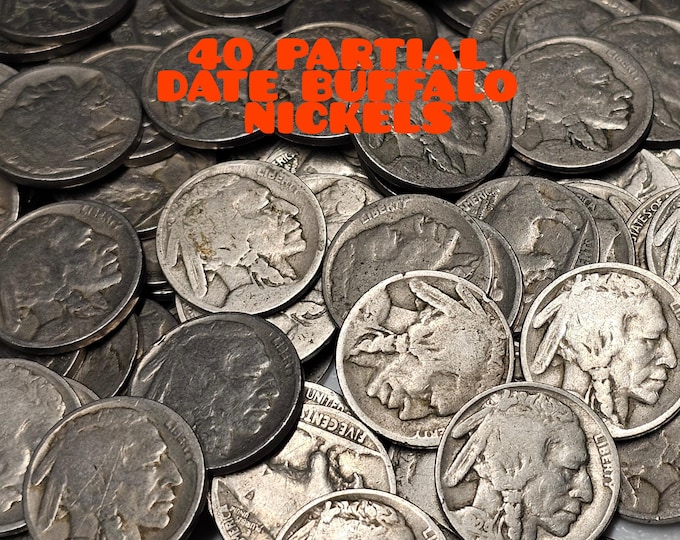 40 Buffalo Nickels Partial Dates Random Bargain Mix