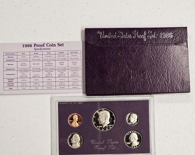 1986 S Proof Set 5 coins Included Original Mint Packaging