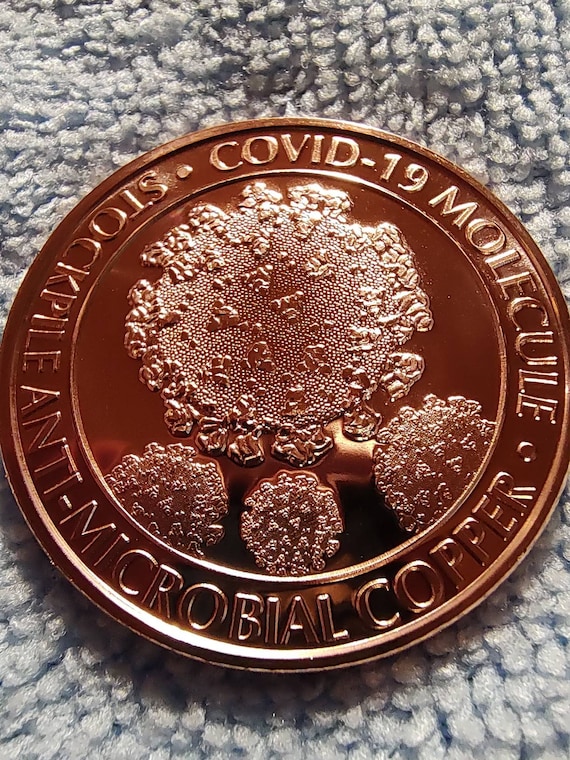 1 oz. Copper Covid 19 Molecule Proof like round .999 fine copper art bullion