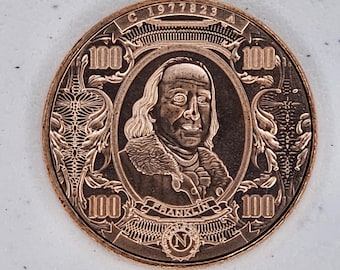 1 oz. Copper Benjamin Franklin Round .999 fine copper art bullion