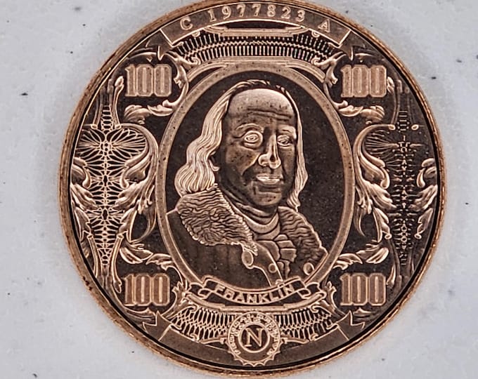 1 oz. Copper Benjamin Franklin Round .999 fine copper art bullion
