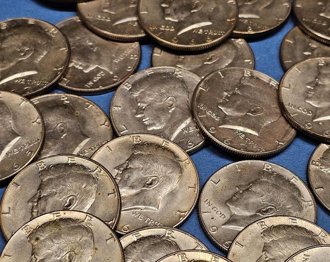 Silver 40% Kennedy Half Dollar One Random Date between 1965 and 1970
