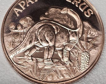 APATOSAURUS Dinosaur 1 OZ Round .999 fine copper art bullion Round