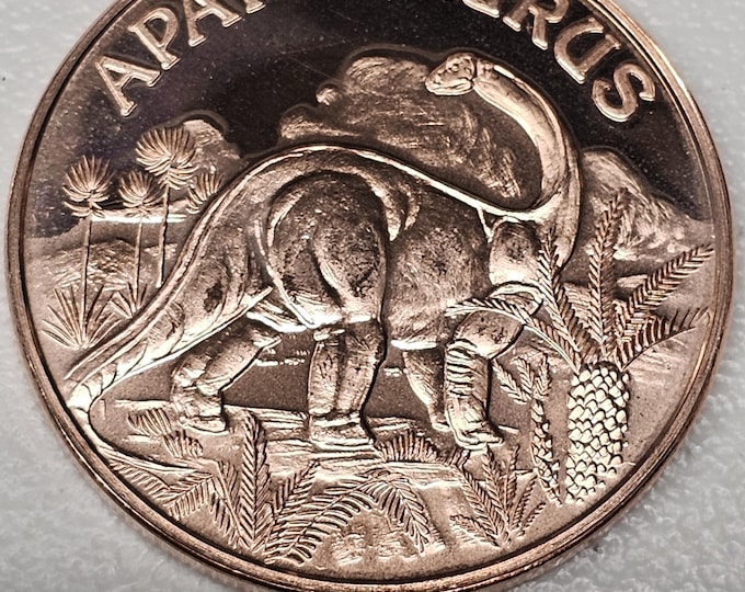 APATOSAURUS Dinosaur 1 OZ Round .999 fine copper art bullion Round