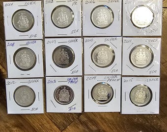 Canadian Silver Coat Of Arms Proof Half Dollars Pick Your Year