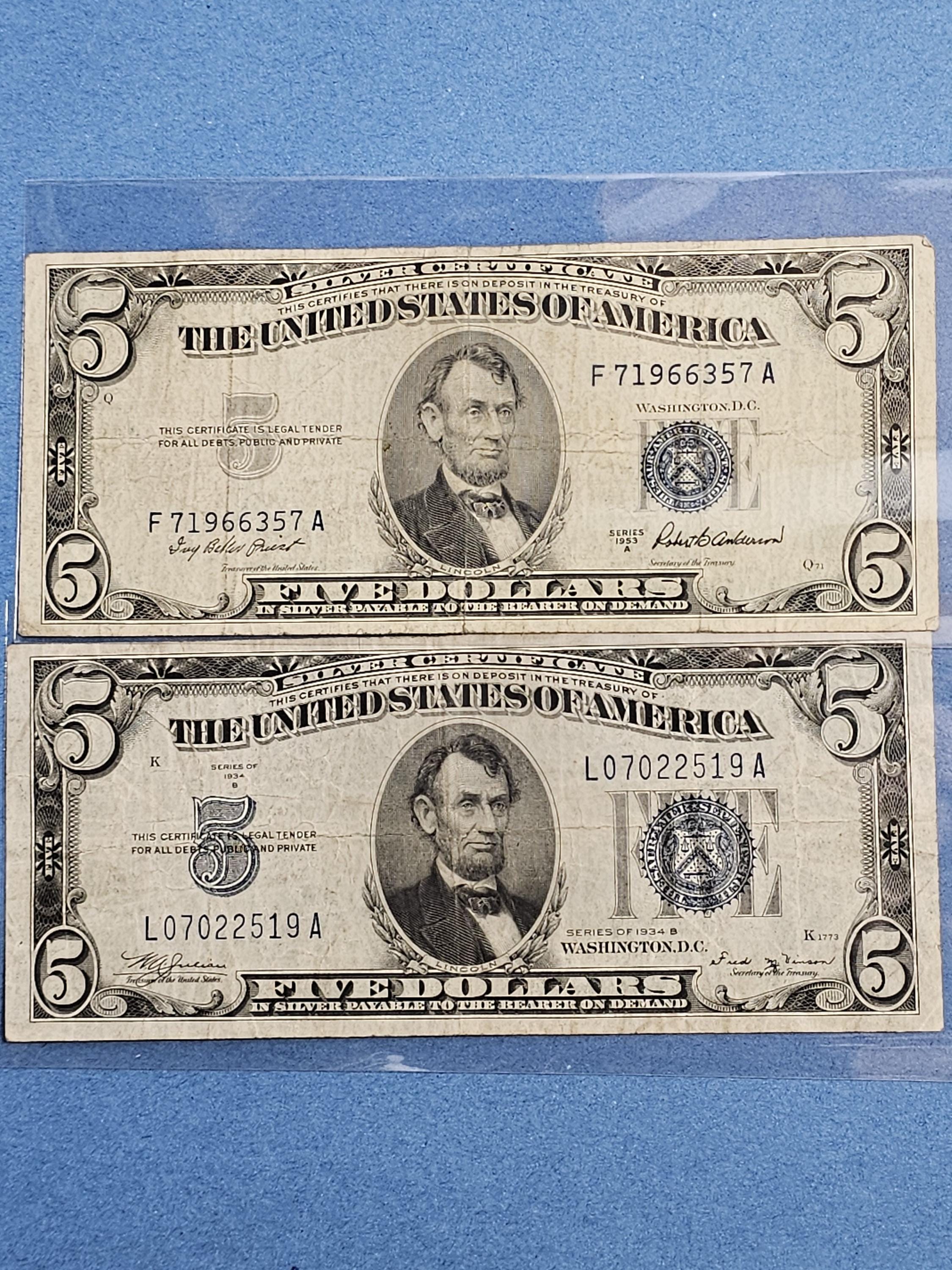 One Random Five Dollar Silver Blue Note Nicely Circulated - Etsy