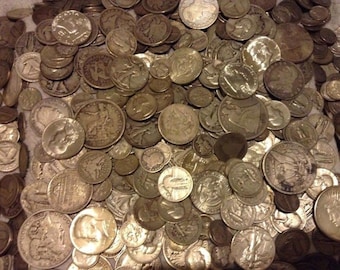 90% Silver Coins 1 Face Value - Mixed Coins Average Circulated Condition unsearched