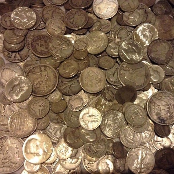 90% Silver Coins 1 Face Value - Mixed Coins Average Circulated Condition unsearched