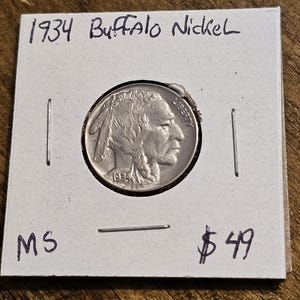 1934 Buffalo Nickel Brilliant Mint State  Stunning Show Piece