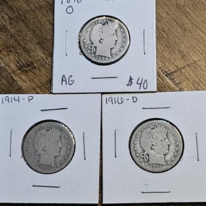 Silver Barber Quarter Lot 3 quarters 1896 O,1914,1916 D