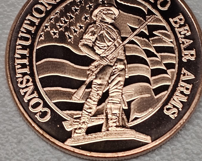 Constitutional Right To Bear Arms 1 OZ Round .999 fine copper art bullion Round