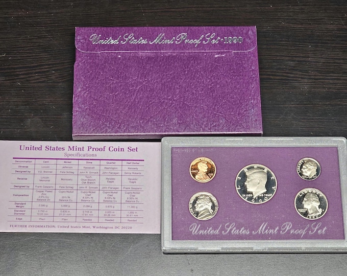 1990 S Proof Set 5 coins Included Original Mint Packaging