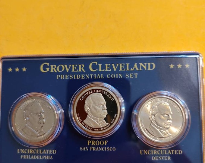 Grover Cleveland 3 coin dollar set first day of issue proof and Philadelphia and Denver 2012