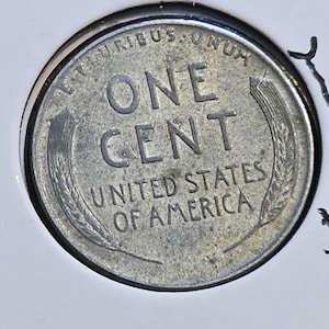 1943 Die Crack That Goes Thru Wheat Stalk Wheat Penny Error Coin