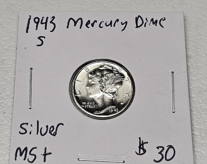 1943 S Silver Mercury Dime Mint State+ as Pictured