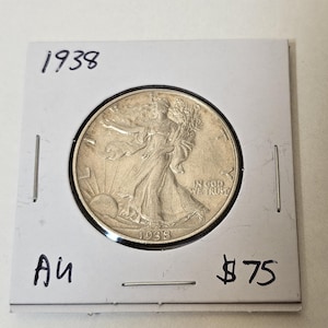 1938 About Uncirculated Liberty Walking Silver Half Dollar