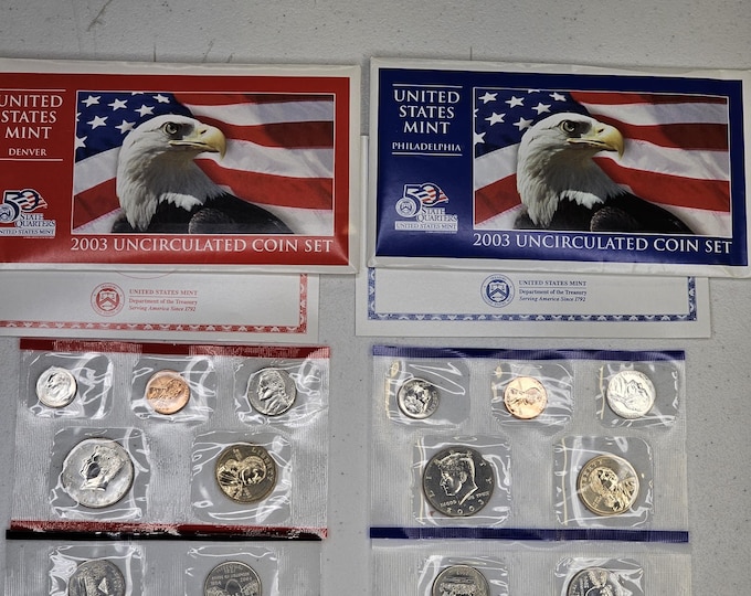 2003 Uncirculated United States Mint Set In Original Government Packaging Philadelphia and Denver Mint Coins