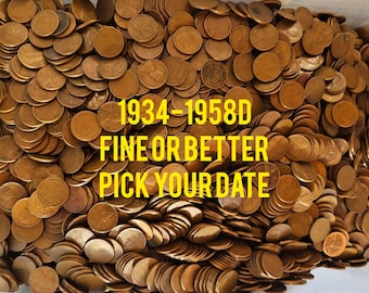 Wheat pennies 1934 Thru 1958 D Extra Fine Or Better Pick Your Date