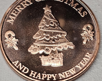 Merry Christmas and happy new year 1 OZ Round .999 fine copper art bullion Round