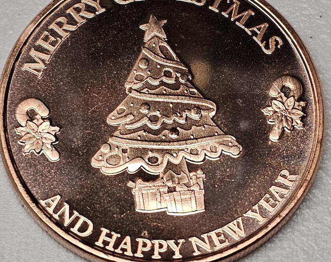 Merry Christmas and happy new year 1 OZ Round .999 fine copper art bullion Round