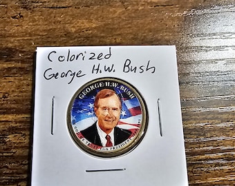 George H.W. Bush presidential dollar Colorized