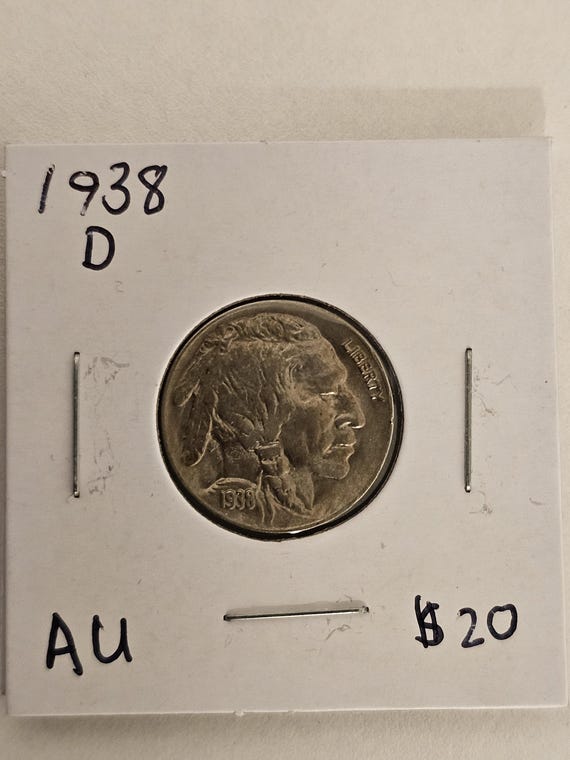 Brilliant About Uncirculated 1938 D Buffalo Nickel