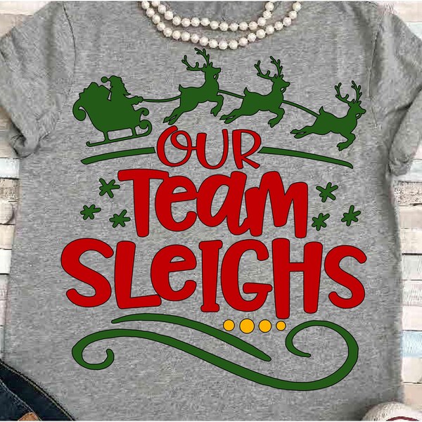 Office SVG DXF JPEG Silhouette Cameo Cricut Christmas santa iron on Our team staff sleighs matching shirt co workers group daycare manager