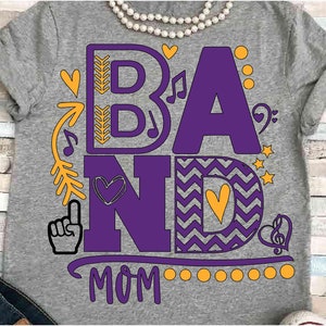 Band SVG DXF JPEG Silhouette Cameo Cricut band mom svg iron on Band mom group shirt Marching Band shirt music notes Love percussion trumpet
