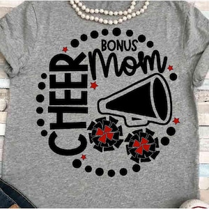 Cheerleader Mom svg SVG DXF JPEG Silhouette Cameo Cricut cheerleader step mom cheer svg cheer mom svg bonus mom iron on Megaphone tournament