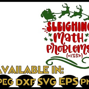 Sleighing Math Teacher SVG DXF JPEG Silhouette Cameo Cricut Christmas Png Trigonometry ...