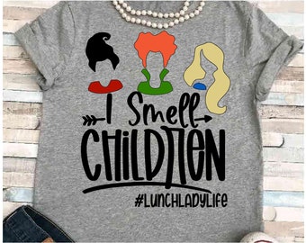 Halloween SVG DXF JPEG Silhouette Cameo Cricut señora del almuerzo cafetería plancha para el equipo del almuerzo grupo escolar camisetas huelo niños comida cocinar hornear