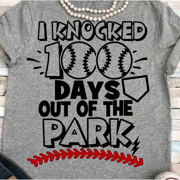 Baseball SVG DXF JPEG Silhouette Cameo Cricut 100 days of school sign team group teacher iron on knocked park 100 days of school sports fun