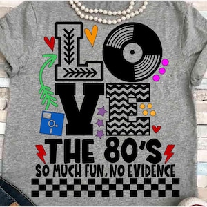 Amour des années 80 SVG DXF JPEG Silhouette Cameo Cricut classe de 1985 png clipart groupe esprit chemise réunion record fun 40 ans classe senior des années 80