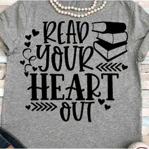 Professeur SVG DXF JPEG Silhouette camée Cricut Lisez à haute voix en lisant des livres svg svg Saint-Valentin fer sur coeurs chemise bibliothèque svg bibliothécaire