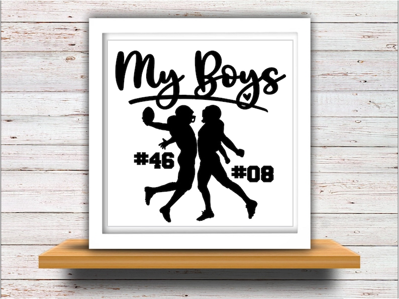 Football SVG DXF JPEG Silhouette Cameo Cricut printable Football iron on mom sign My boys football Two players sons two on team group mom image 2