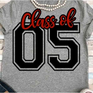 Reunião SVG DXF JPEG Silhueta Cameo Cricut Classe de 2005 reunião de classe espírito de grupo camisa Classe de 05 diversão virtual 20 anos sênior classe 05