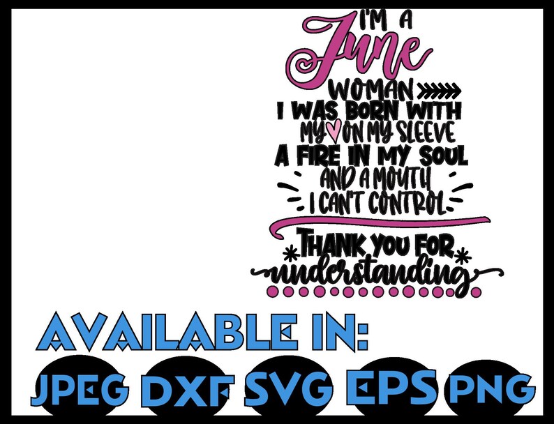 Download Birthday svg DXF JPEG Silhouette Cameo Cricut June svg June | Etsy
