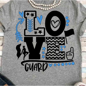 Kleur bewaker liefde SVG DXF JPEG Silhouette Cameo Cricut band moeder kleur bewaker groep shirts marching band staat kleur bewaker bemanning moeder toernooi moeder