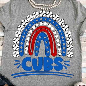 Beisebol SVG DXF JPEG Silhueta Cameo Cricut impressão Cubs tbball arco-íris sinal torneio grupo mãe camisas família escola espírito imprimível mimi