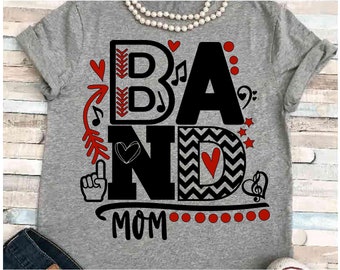Band SVG DXF JPEG Silhouette Cameo Cricut Band Mama Aufbügler Band Mama Gruppe Shirt Blaskapelle Shirt Musiknoten Liebe Percussion Trompete