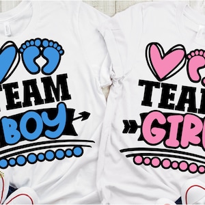 Baby SVG DXF JPEG Silhouette Cameo Cricut roze of blauw opstrijkbaar onthullen zus broer gender reveal douche twee bestanden team meisje jongen matching