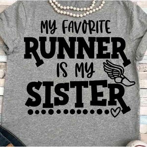 Track SVG DXF JPEG Silhouette Cameo Cricut Bruder Läufer Bügelbild Feld druckbar Mama Shirt Lieblingsbruder ist meine Schwester Langlauf