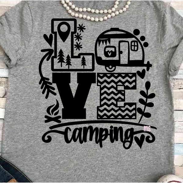 Camping SVG DXF JPEG Silhouette Cameo Cricut campfire Nature  Camping love Camper campfire outside trees Group camping shirts camper Group